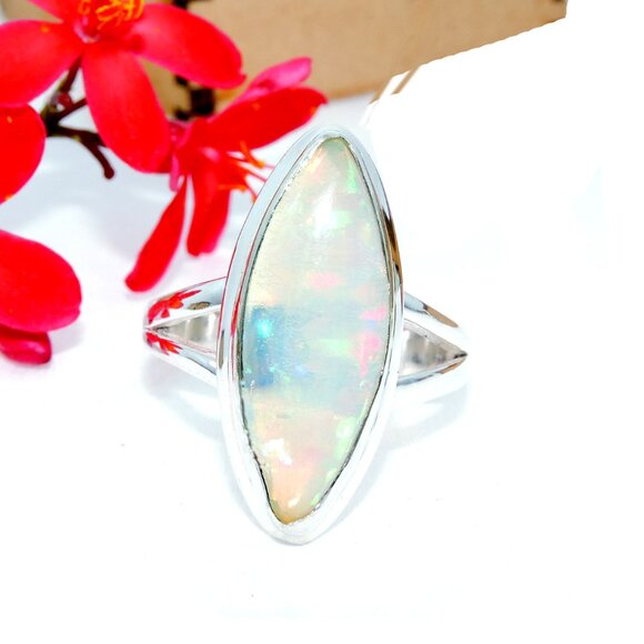Ethiopian opal Gemstone Ring, Opal 925 Sterling Silver Ring, Natural Opal Ring - Picture 4 of 4
